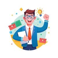 Enthusiastic Educator Displaying Teaching Certificate vector