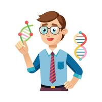 Teacher Explaining DNA Strand Model in Class vector