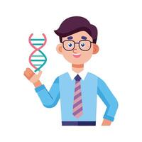 Educator Demonstrating DNA Structure in Classroom vector