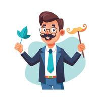 Dynamic Teacher Entertaining with Mustache Prop vector