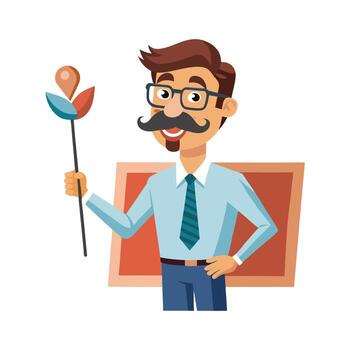 Inspiring Teacher Using Mustache Prop for Learning vector