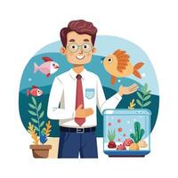 Dynamic Teacher Using Fish Tank in Class vector