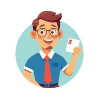 Instructor Utilizing Flashcard in Educational Setting vector