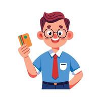 Creative Educator Using Flashcard in Class vector