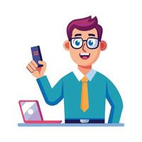 Educator Using Flash Drive for Teaching Technology vector