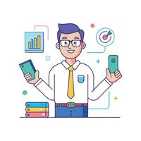 Teacher Demonstrating Flash Drive in Digital Learning vector