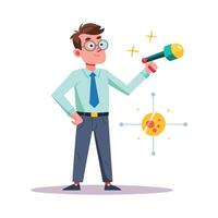 Inspiring Instructor Showcasing Flashlight for Learning vector