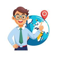 Inspiring Teacher Using Geography Globe for Class vector