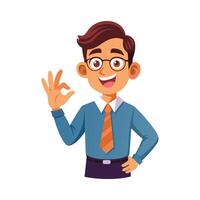 Dynamic Educator Demonstrating Hand Gestures in Class vector