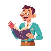 Dynamic Educator Using History Book for Class Discussion vector