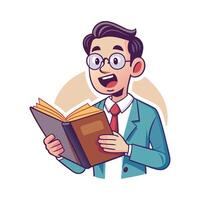 Creative Educator Showcasing History Book in Class vector