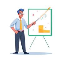 Teacher Using Laser Pointer for Classroom Discussion vector