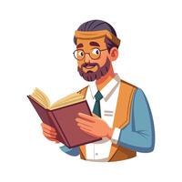 Creative Educator Using History Book for Class Discussions vector