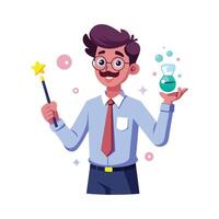 Teacher Using Magic Wand for Creative Learning vector