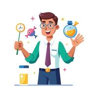 Creative Educator Using Magic Wand for Teaching vector