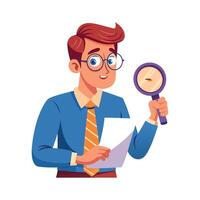 Creative Educator Highlighting Magnifying Glass in Class vector