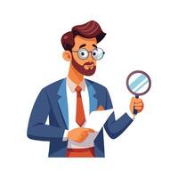 Inspiring Teacher Presenting Magnifying Glass for Class vector