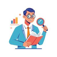 Dynamic Educator Using Magnifying Glass for Teaching vector