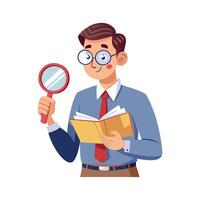 Creative Educator Highlighting Magnifying Glass in Class Illustration vector