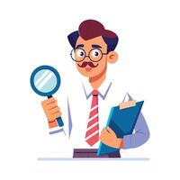 Dynamic Educator Showcasing Magnifying Glass for Learning vector