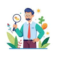 Dynamic Educator Using Magnifying Glass for Close Learning vector