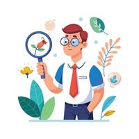 Creative Educator Highlighting Magnifying Glass for Classroom vector