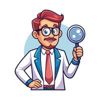 Dynamic Educator Using Magnifying Glass for Classroom vector