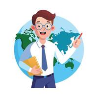 Creative Educator Highlighting World Map for Geography vector