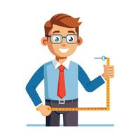 Teacher Demonstrating Measuring Tape for Practical Lessons vector