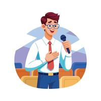 Creative Educator Using Microphone for Classroom Engagement vector
