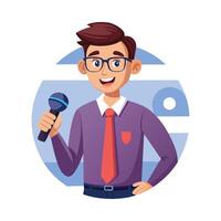 Inspiring Educator Presenting Microphone for Hosting vector