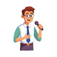 Inspiring Teacher Showcasing Microphone for Hosting vector