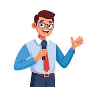 Dynamic Educator Using Microphone while Hosting vector