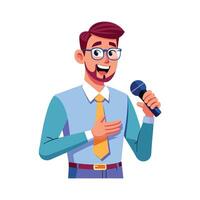 Inspiring Teacher Presenting Microphone while Teaching vector