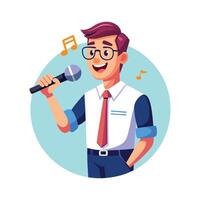 Teacher Using Microphone for Music Class Engagement vector