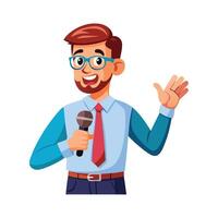 Teacher Using Microphone for Engaging Teaching vector