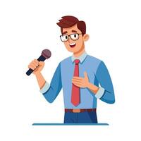 Dynamic Educator Showcasing Microphone during Presentations vector