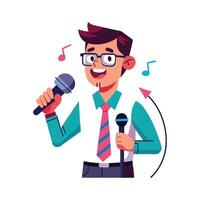 Dynamic Educator Showcasing Microphone in Music Class vector