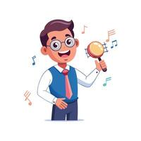 Dynamic Educator Showcasing Music Instrument in Class vector