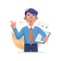 Dynamic Educator Using Music Note Chart in Class vector