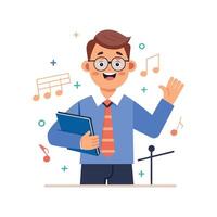 Teacher Presenting Music Note Chart for Instruction vector