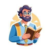 Teacher Discussing Mythology Book in Educational Setting vector