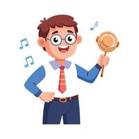 Creative Educator Utilizing Music Instrument in Class vector