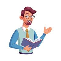 Teacher Engaging Class with Open Book vector