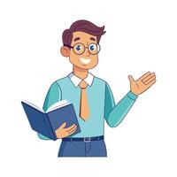 Male Teacher Explaining with Open Book vector