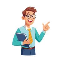 Inspiring Teacher Presenting Notebook for Sharing Ideas vector