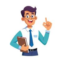 Teacher Making Gesture with Notepad in Class vector