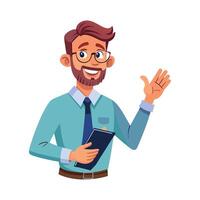 Inspiring Teacher Presenting Notepad for Gestures vector