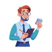 Teacher Writing Key Points with Notepad in Class vector