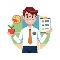 Teacher Presenting Nutrition Chart for Healthy Living vector